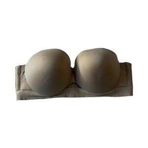 Cacique Strapless Bra Beige 38C Underwire Padded Comfort Bliss Support Nude